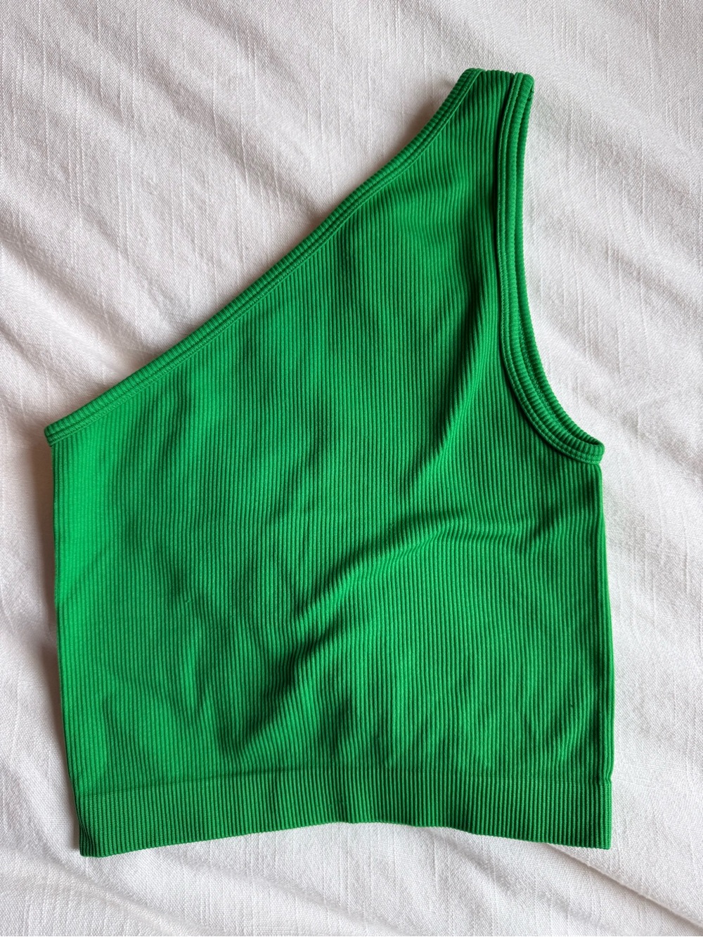 a new day Vibrant Green One-Shoulder Ribbed Tank